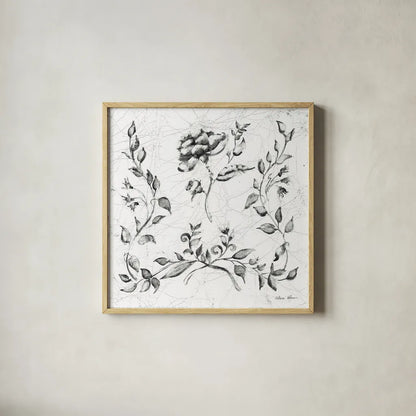 Swedish Tile I BW by Cheri Blum. Shown in a natural wood glass frame for a timeless modern aesthetic. Available as an archival giclee rolled canvas, fine art paper, or poster print. SKU 90541a.