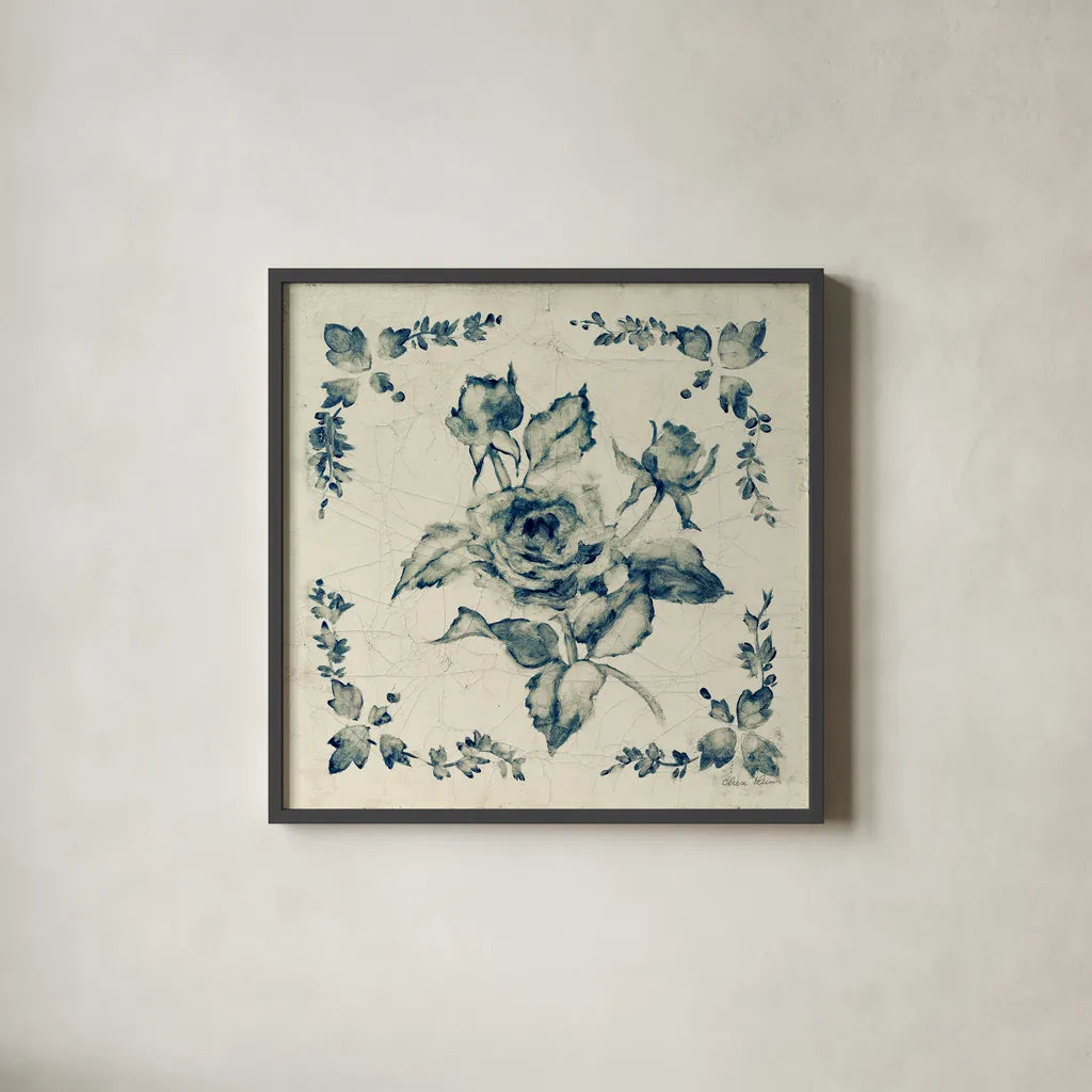 Swedish Tile II by Cheri Blum. Shown in a sleek black glass frame for a contemporary gallery look. Available as an archival giclee rolled canvas, fine art paper, or poster print. SKU 26608a.