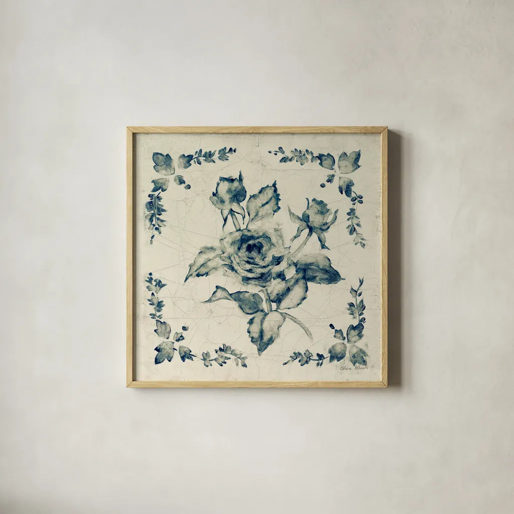 Swedish Tile II by Cheri Blum. Shown in a natural wood glass frame for a timeless modern aesthetic. Available as an archival giclee rolled canvas, fine art paper, or poster print. SKU 26608a.