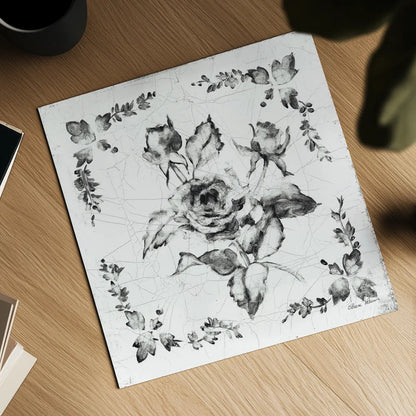 Swedish Tile II BW by Cheri Blum. Shown as a detailed flat fine art print, highlighting archival giclee quality. Available as an archival giclee rolled canvas, fine art paper, or poster print. SKU 90542a.