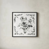 Swedish Tile II BW by Cheri Blum. Shown in a sleek black glass frame for a contemporary gallery look. Available as an archival giclee rolled canvas, fine art paper, or poster print. SKU 90542a.