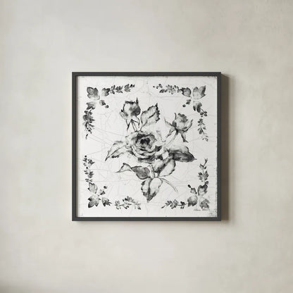 Swedish Tile II BW by Cheri Blum. Shown in a sleek black glass frame for a contemporary gallery look. Available as an archival giclee rolled canvas, fine art paper, or poster print. SKU 90542a.