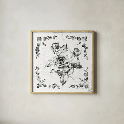 Swedish Tile II BW by Cheri Blum. Shown in a natural wood glass frame for a timeless modern aesthetic. Available as an archival giclee rolled canvas, fine art paper, or poster print. SKU 90542a.