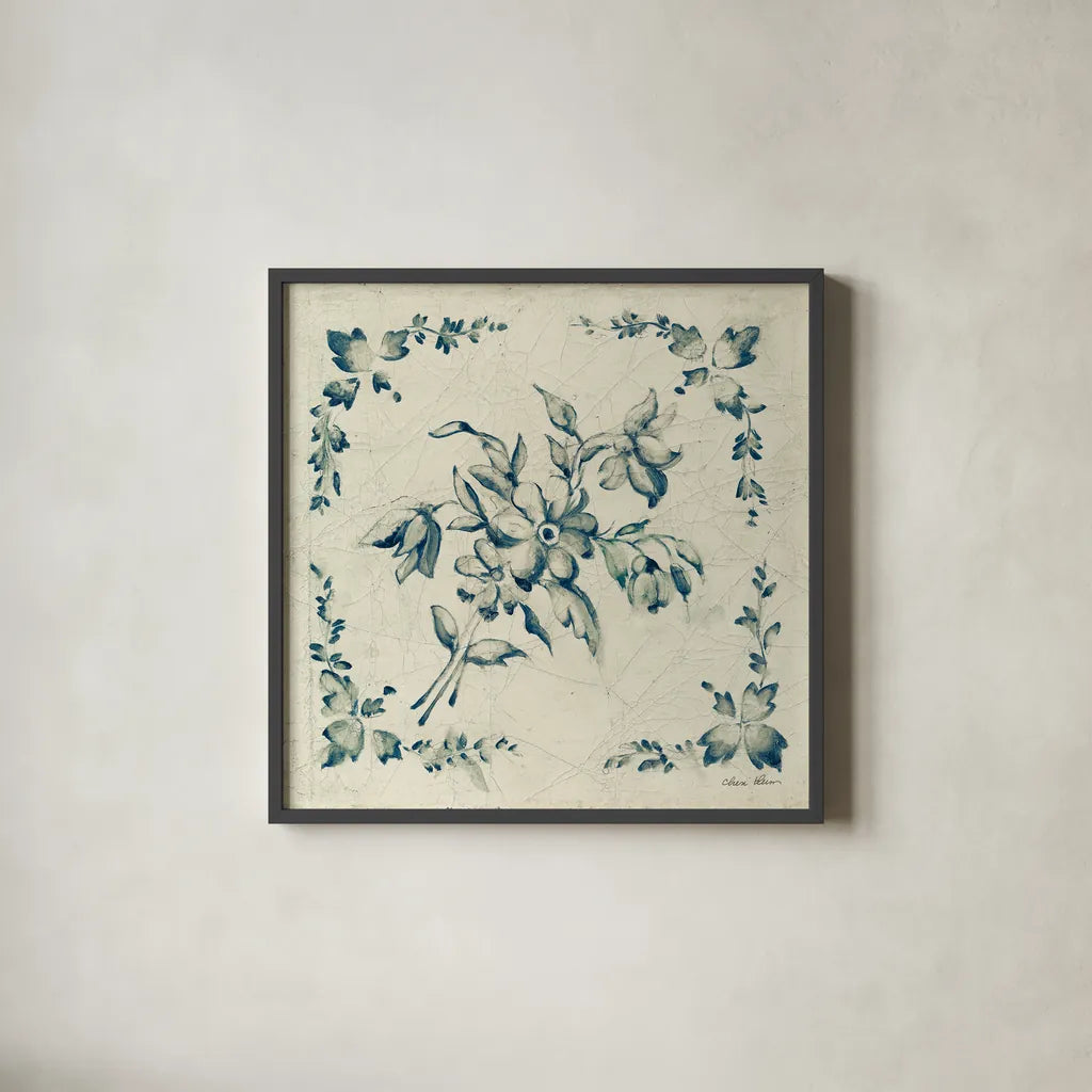 Swedish Tile III by Cheri Blum. Shown in a sleek black glass frame for a contemporary gallery look. Available as an archival giclee rolled canvas, fine art paper, or poster print. SKU 26609a.