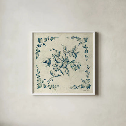 Swedish Tile III by Cheri Blum. Shown in a crisp white glass frame for a clean and minimalist style. Available as an archival giclee rolled canvas, fine art paper, or poster print. SKU 26609a.