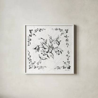 Swedish Tile III BW by Cheri Blum. Shown in a crisp white glass frame for a clean and minimalist style. Available as an archival giclee rolled canvas, fine art paper, or poster print. SKU 90543a.