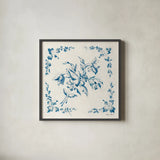 Swedish Tile III Blue by Cheri Blum. Shown in a sleek black glass frame for a contemporary gallery look. Available as an archival giclee rolled canvas, fine art paper, or poster print. SKU 90547a.