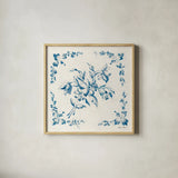 Swedish Tile III Blue by Cheri Blum. Shown in a natural wood glass frame for a timeless modern aesthetic. Available as an archival giclee rolled canvas, fine art paper, or poster print. SKU 90547a.