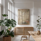 Table for Two Crop by Cheri Blum. shown as a print in a natural wood frame in a dining room. Available as a archival giclee rolled canvas, fine art paper, or poster print. SKU 88657h.