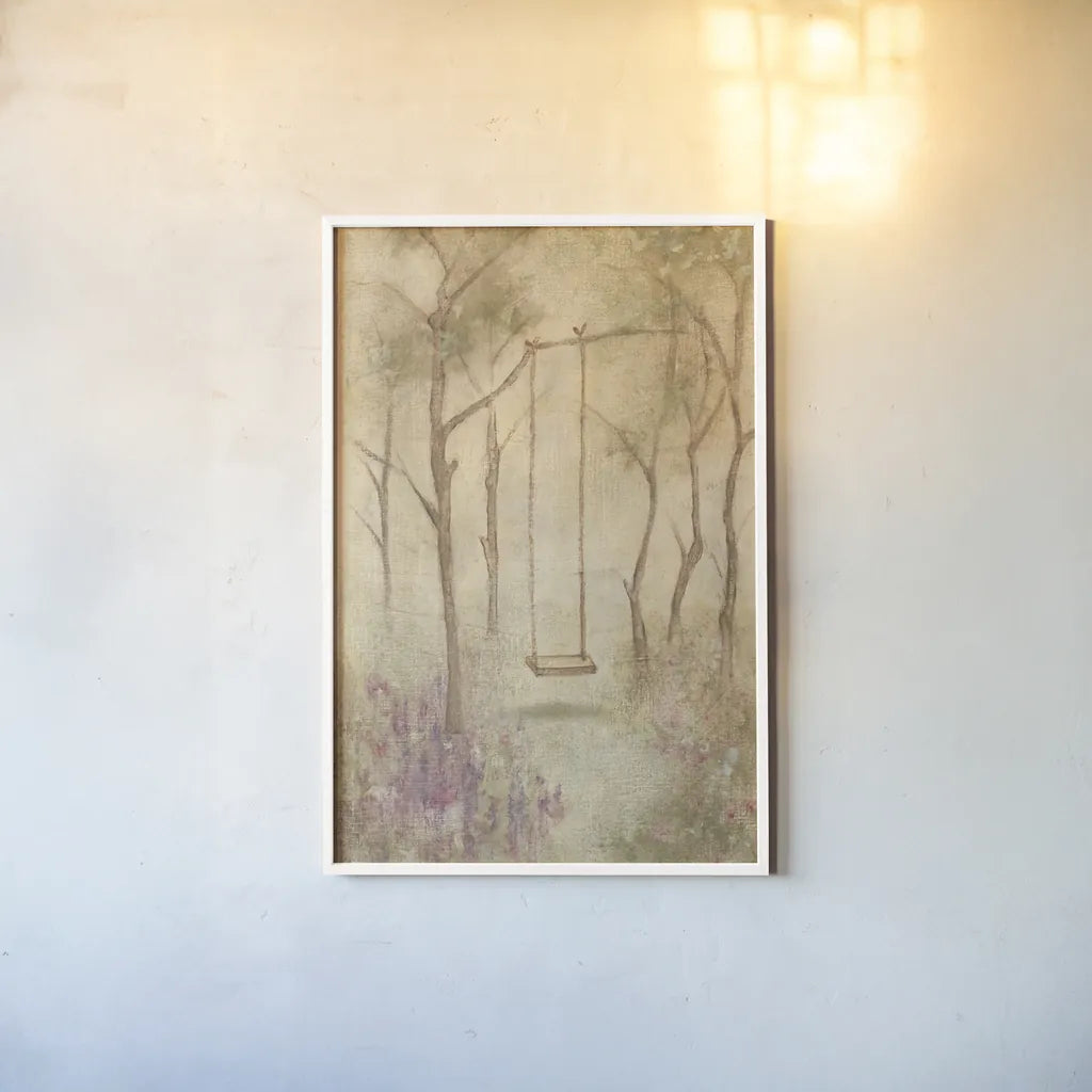 The Swing Crop by Cheri Blum. shown as a paper print in a white frame. Available as a archival giclee rolled canvas, fine art paper, or poster print. SKU 88656h.