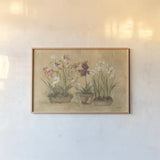 Three Floral Baskets by Cheri Blum. shown as a paper print in a natural frame. Available as a archival giclee rolled canvas, fine art paper, or poster print. SKU 7620i.