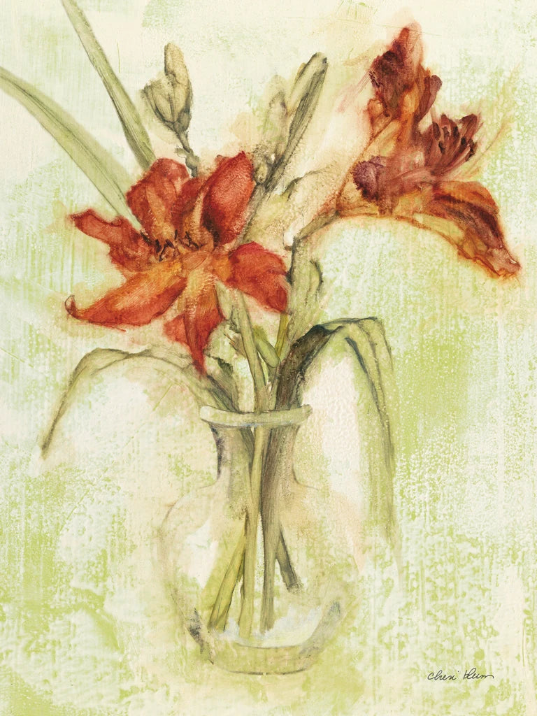 Vase of Day Lilies I by Cheri Blum