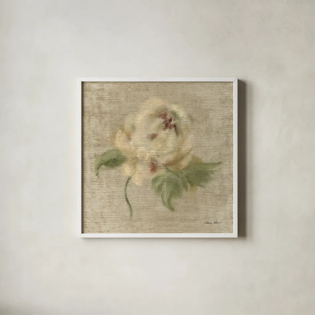 Velvet Rose by Cheri Blum. Shown in a crisp white glass frame for a clean and minimalist style. Available as an archival giclee rolled canvas, fine art paper, or poster print. SKU 88658a.