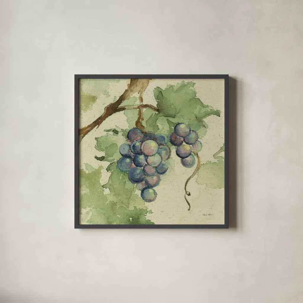 Vintage Cabernet by Cheri Blum. Shown in a sleek black glass frame for a contemporary gallery look. Available as an archival giclee rolled canvas, fine art paper, or poster print. SKU 7586a.