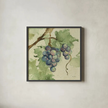Vintage Cabernet by Cheri Blum. Shown in a sleek black glass frame for a contemporary gallery look. Available as an archival giclee rolled canvas, fine art paper, or poster print. SKU 7586a.