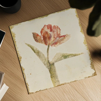 Vintage Flaming Parrot Tulip Crop by Cheri Blum. Shown as a detailed flat fine art print, highlighting archival giclee quality. Available as an archival giclee rolled canvas, fine art paper, or poster print. SKU 24592a.