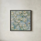 Water Lilies by Cheri Blum. Shown in a sleek black glass frame for a contemporary gallery look. Available as an archival giclee rolled canvas, fine art paper, or poster print. SKU 90755a.