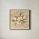 White Floral III by Cheri Blum. Shown in a sleek black glass frame for a contemporary gallery look. Available as an archival giclee rolled canvas, fine art paper, or poster print. SKU 7258a.