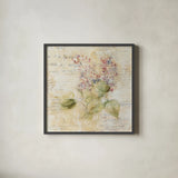 White Wash Lilac by Cheri Blum. Shown in a sleek black glass frame for a contemporary gallery look. Available as an archival giclee rolled canvas, fine art paper, or poster print. SKU 7032a.