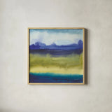 Abstract Landscape II by Cheryl Warrick. Shown in a natural wood glass frame for a timeless modern aesthetic. Available as an archival giclee rolled canvas, fine art paper, or poster print. SKU 84790a.
