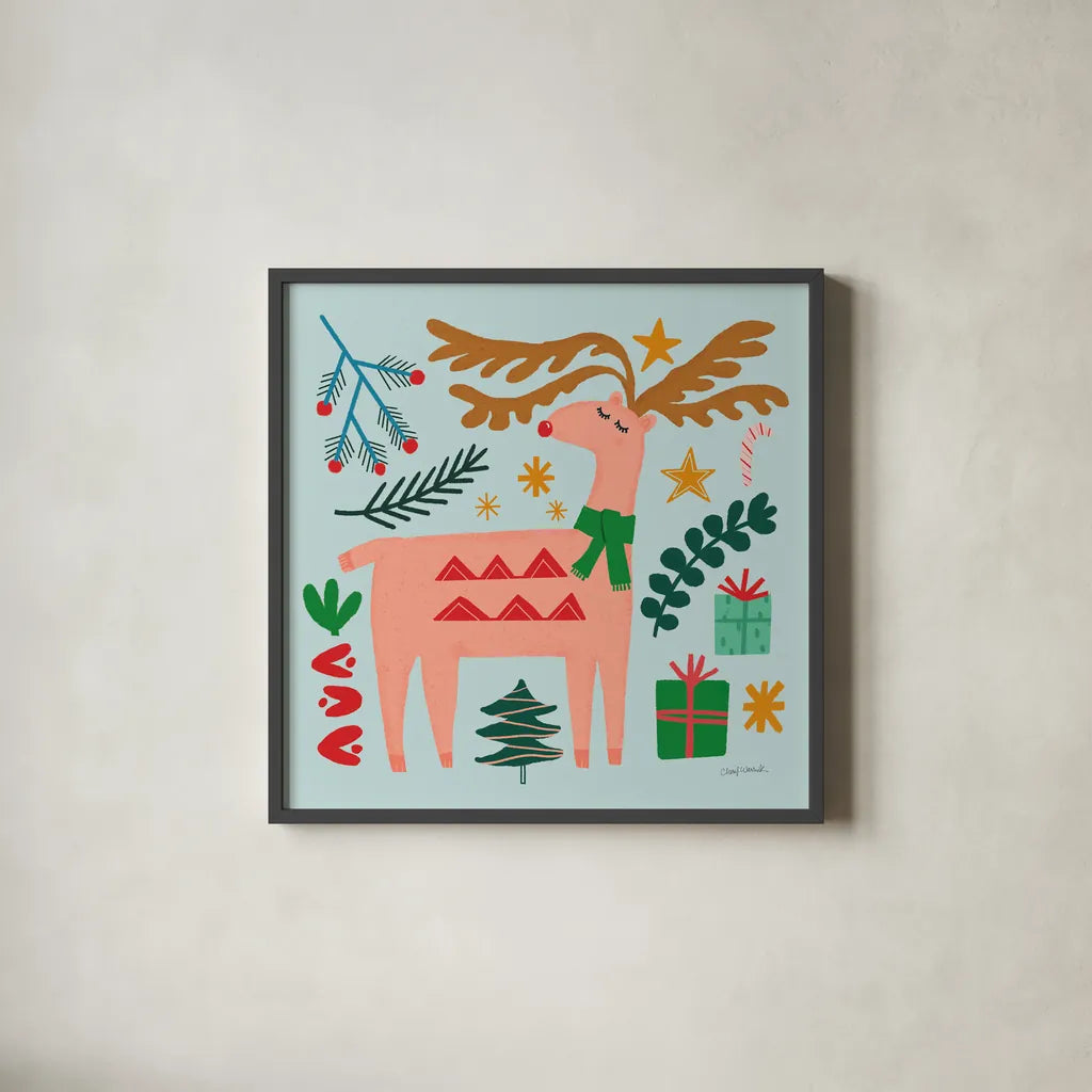 All is Bright I by Cheryl Warrick. Shown in a sleek black glass frame for a contemporary gallery look. Available as an archival giclee rolled canvas, fine art paper, or poster print. SKU 93329a.