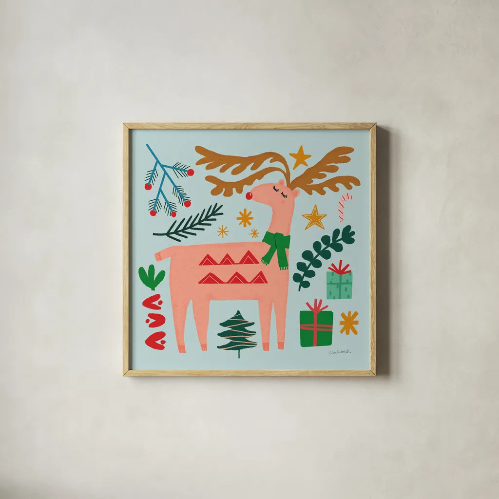 All is Bright I by Cheryl Warrick. Shown in a natural wood glass frame for a timeless modern aesthetic. Available as an archival giclee rolled canvas, fine art paper, or poster print. SKU 93329a.