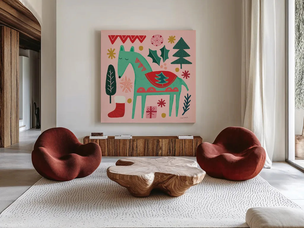 All is Bright II by Cheryl Warrick. Shown as extra-large giant wall art in a modern living room. Available as an archival giclee rolled canvas, fine art paper, or poster print. SKU 93330a.