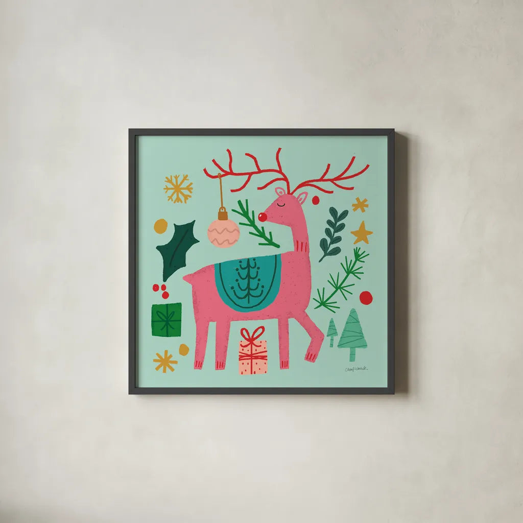 All is Bright III by Cheryl Warrick. Shown in a sleek black glass frame for a contemporary gallery look. Available as an archival giclee rolled canvas, fine art paper, or poster print. SKU 93331a.