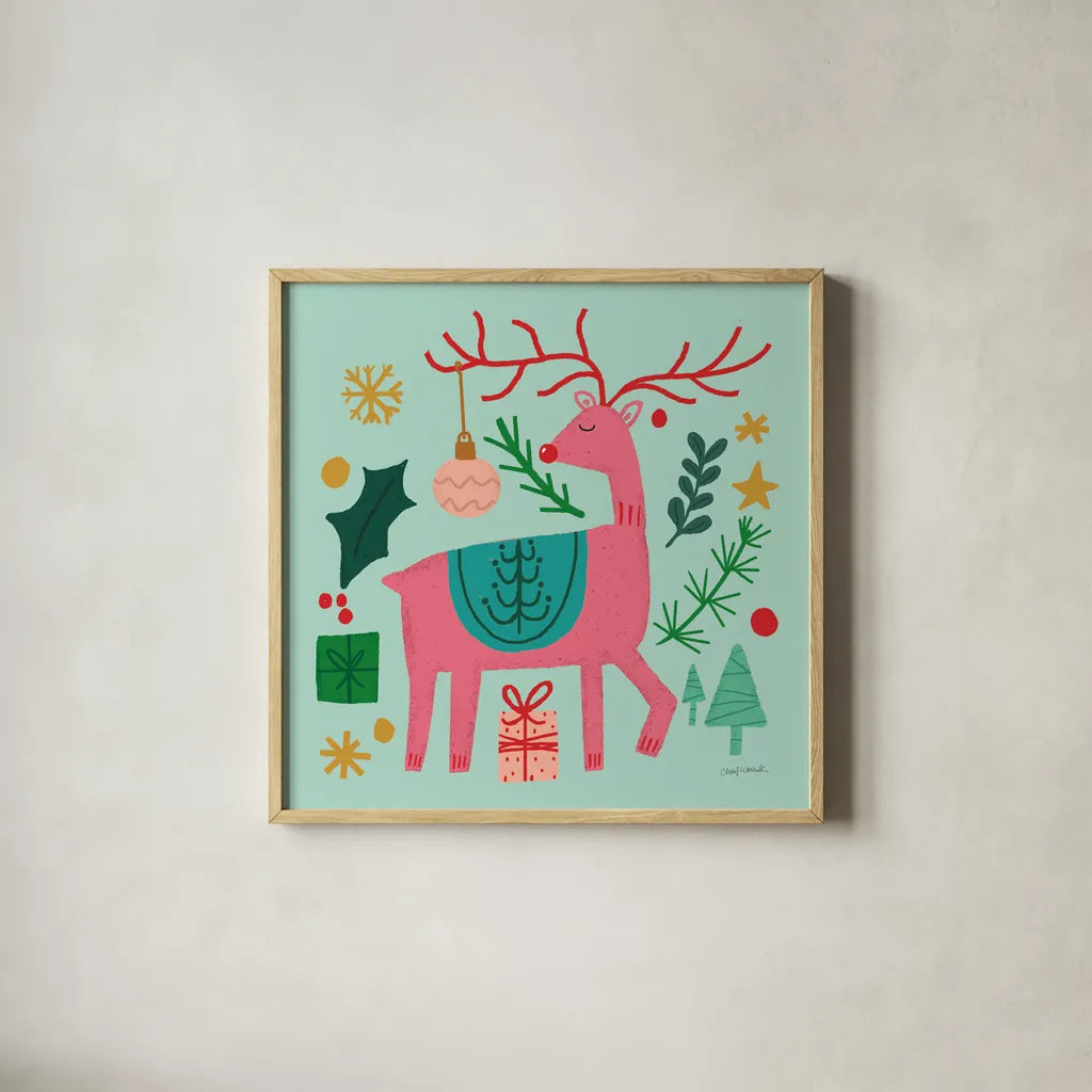 All is Bright III by Cheryl Warrick. Shown in a natural wood glass frame for a timeless modern aesthetic. Available as an archival giclee rolled canvas, fine art paper, or poster print. SKU 93331a.