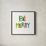 Be Merry by Cheryl Warrick. Shown in a sleek black glass frame for a contemporary gallery look. Available as an archival giclee rolled canvas, fine art paper, or poster print. SKU 79493a.
