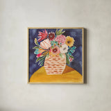 Best Friend Florals by Cheryl Warrick. Shown in a natural wood glass frame for a timeless modern aesthetic. Available as an archival giclee rolled canvas, fine art paper, or poster print. SKU 103252a.