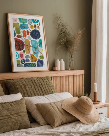 Bliss III by Cheryl Warrick. shown as a paper print in a natural frame. Available as a archival giclee rolled canvas, fine art paper, or poster print. SKU 80139h.