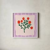 Bloom Studies IV by Cheryl Warrick. Shown in a crisp white glass frame for a clean and minimalist style. Available as an archival giclee rolled canvas, fine art paper, or poster print. SKU 103981a.