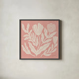 Bloom Toss II v2 by Cheryl Warrick. Shown in a sleek black glass frame for a contemporary gallery look. Available as an archival giclee rolled canvas, fine art paper, or poster print. SKU 103987a.