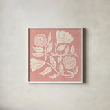 Bloom Toss IV v2 by Cheryl Warrick. Shown in a crisp white glass frame for a clean and minimalist style. Available as an archival giclee rolled canvas, fine art paper, or poster print. SKU 103989a.
