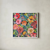 Breezy Petals II by Cheryl Warrick. Shown in a crisp white glass frame for a clean and minimalist style. Available as an archival giclee rolled canvas, fine art paper, or poster print. SKU 84797a.
