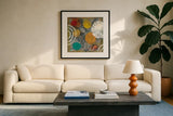 Bridge Abstract II by Cheryl Warrick. Displayed in a glass frame with matte in a clean modern living room. Available as an archival giclee rolled canvas, fine art paper, or poster print. SKU 36536a.