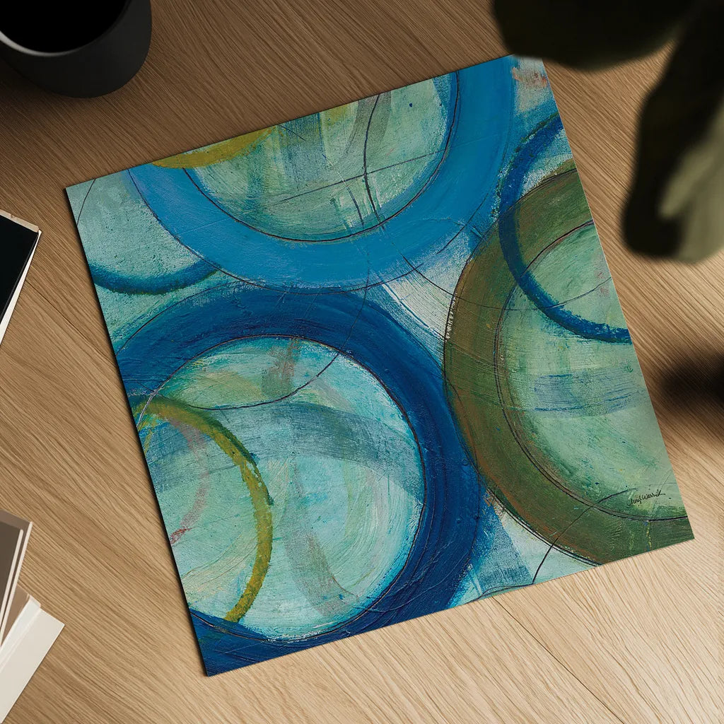 Circle Play IV Crop by Cheryl Warrick. Shown as a detailed flat fine art print, highlighting archival giclee quality. Available as an archival giclee rolled canvas, fine art paper, or poster print. SKU 29392a.