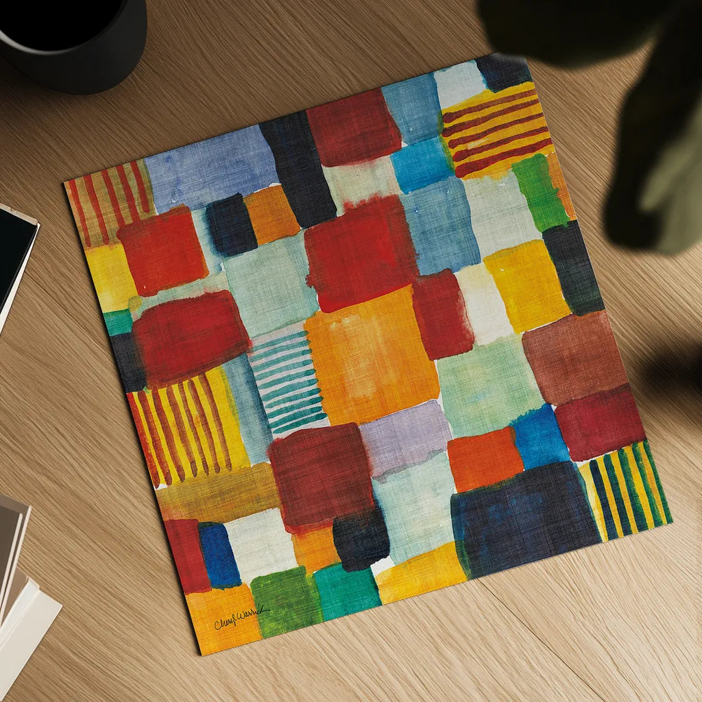 City Block I by Cheryl Warrick. Shown as a detailed flat fine art print, highlighting archival giclee quality. Available as an archival giclee rolled canvas, fine art paper, or poster print. SKU 37795a.