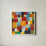 City Block I by Cheryl Warrick. Shown in a crisp white glass frame for a clean and minimalist style. Available as an archival giclee rolled canvas, fine art paper, or poster print. SKU 37795a.