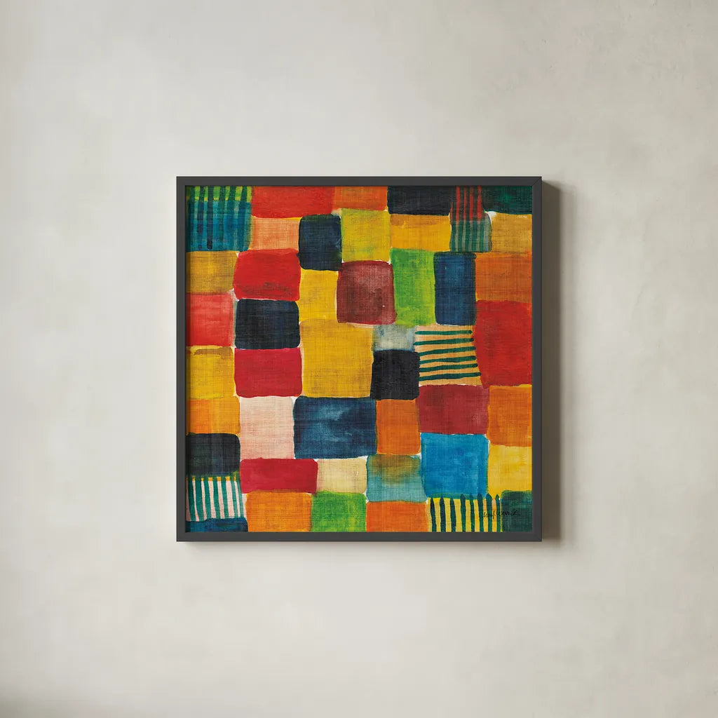 City Block II by Cheryl Warrick. Shown in a sleek black glass frame for a contemporary gallery look. Available as an archival giclee rolled canvas, fine art paper, or poster print. SKU 37796a.