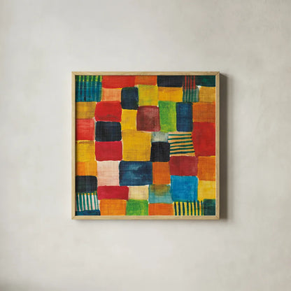 City Block II by Cheryl Warrick. Shown in a natural wood glass frame for a timeless modern aesthetic. Available as an archival giclee rolled canvas, fine art paper, or poster print. SKU 37796a.