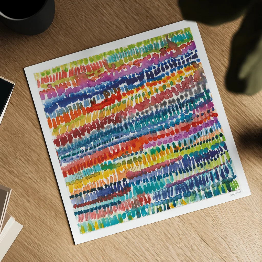 Colorful Patterns III by Cheryl Warrick. Shown as a detailed flat fine art print, highlighting archival giclee quality. Available as an archival giclee rolled canvas, fine art paper, or poster print. SKU 77640a.
