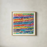 Colorful Patterns III by Cheryl Warrick. Shown in a natural wood glass frame for a timeless modern aesthetic. Available as an archival giclee rolled canvas, fine art paper, or poster print. SKU 77640a.