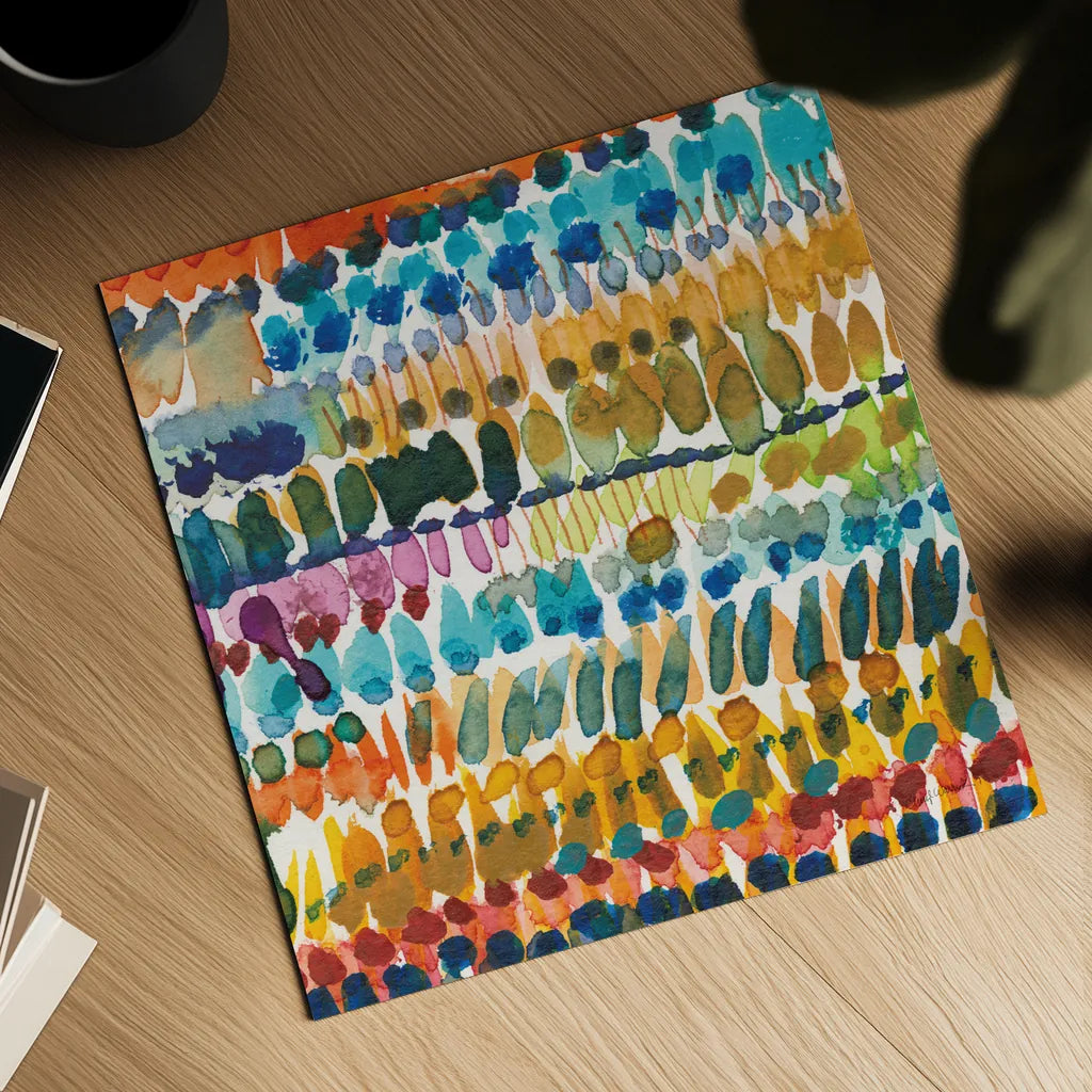 Colorful Patterns V Crop II by Cheryl Warrick. Shown as a detailed flat fine art print, highlighting archival giclee quality. Available as an archival giclee rolled canvas, fine art paper, or poster print. SKU 54688a.