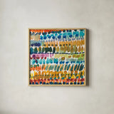 Colorful Patterns V Crop II by Cheryl Warrick. Shown in a natural wood glass frame for a timeless modern aesthetic. Available as an archival giclee rolled canvas, fine art paper, or poster print. SKU 54688a.