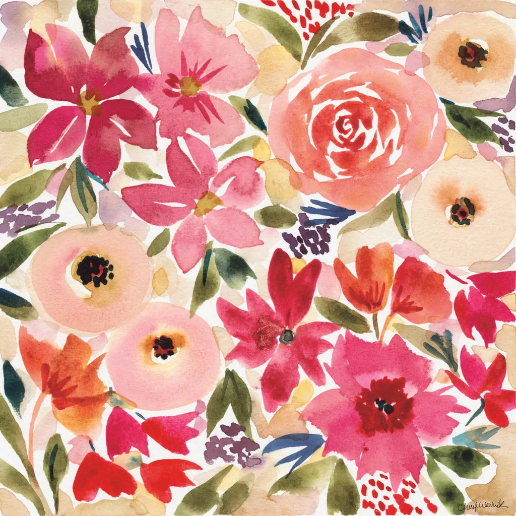 Cottage Garden by Cheryl Warrick. SKU 78387a. Archival Giclee Fine art print for wall decor.