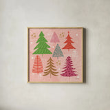 Cozy Cheer I by Cheryl Warrick. Shown in a natural wood glass frame for a timeless modern aesthetic. Available as an archival giclee rolled canvas, fine art paper, or poster print. SKU 104051a.