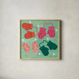 Cozy Cheer IV by Cheryl Warrick. Shown in a natural wood glass frame for a timeless modern aesthetic. Available as an archival giclee rolled canvas, fine art paper, or poster print. SKU 104054a.