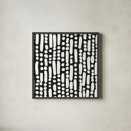 Cross Current Square Up I BW by Cheryl Warrick. Shown in a sleek black glass frame for a contemporary gallery look. Available as an archival giclee rolled canvas, fine art paper, or poster print. SKU 25304a.